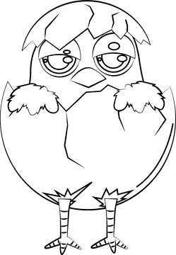 Cute Chick black and white clipart