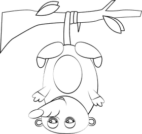 Cute Possum black and white clipart