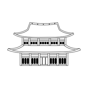 Changdeokgung palace black and white clipart
