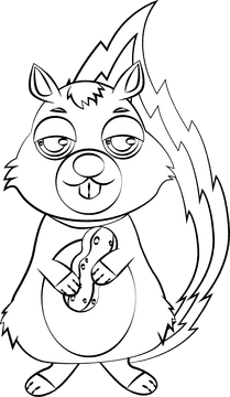 Cute Chipmunk black and white clipart