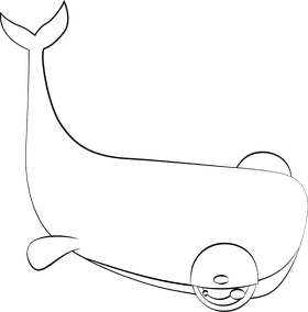 Cute Whale black and white clipart