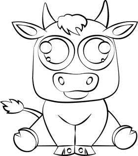 Cute Bull black and white clipart