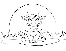 Cute Bull black and white vector