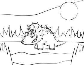 Cute Dinosaur black and white vector