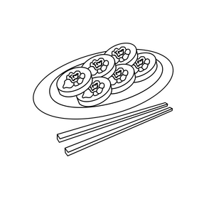 Kimbab black and white clipart