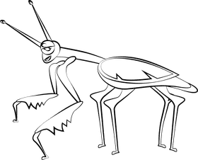 Cute Mantis black and white clipart