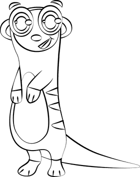Cute Meerkat black and white clipart