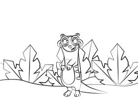 Cute Meerkat black and white vector