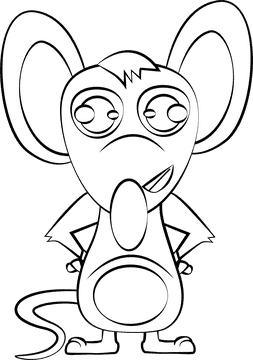 Cute Mouse black and white clipart