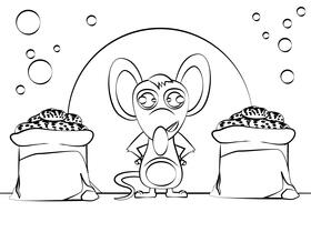 Cute Mouse black and white vector