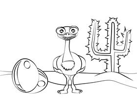 Cute Ostrich black and white vector