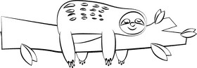 Cute Sleeping Sloth black and white clipart
