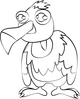 Cute Vulture black and white clipart