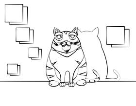 Funny Cat black and white vector