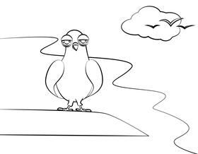 Funny Dove black and white vector