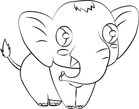 Funny Elephant black and white clipart