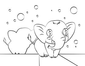 Funny Elephant black and white vector