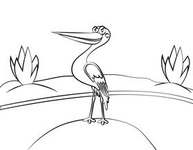 Funny Stork black and white vector