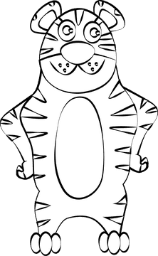 Funny Tiger black and white clipart