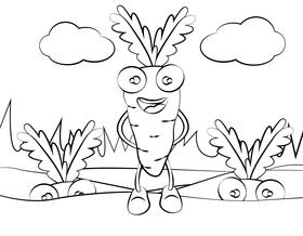 Funny Carrot black and white vector