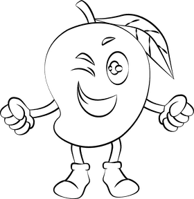 Funny Mango black and white clipart