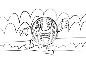 Funny watermelon black and white vector
