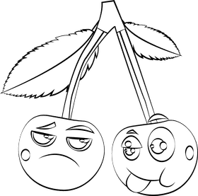 Funny Cherries black and white clipart