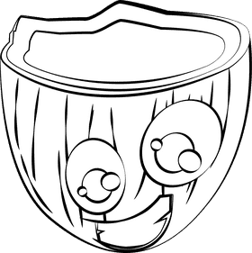 Funny Coconut black and white clipart