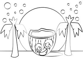 Funny Coconut black and white vector