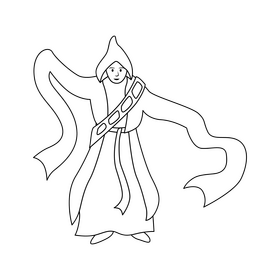 Seungmu dance black and white clipart