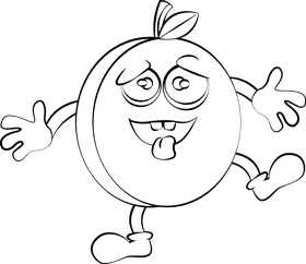 Funny Apricot black and white clipart