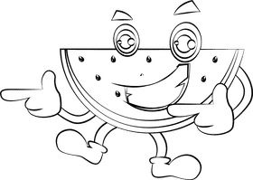 Funny WaterMelon black and white clipart