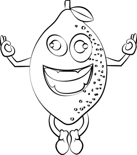 Funny Lemon black and white clipart