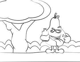 Funny Pear black and white vector