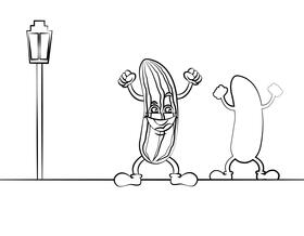 Funny Cucumber black and white vector