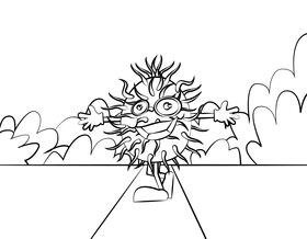 Funny Rambutan black and white vector