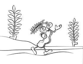 Funny Tamarind black and white vector