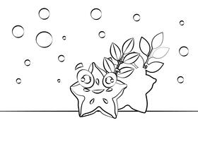 Funny Star Fruit black and white vector