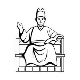 Statue of King Sejong black and white clipart