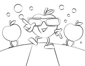 Funny Peach black and white vector