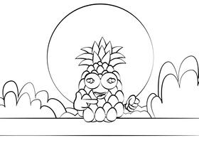Funny Pineapple black and white vector