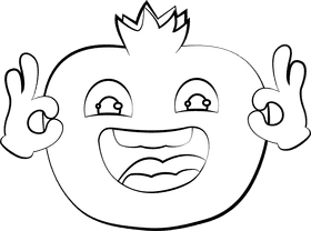 Funny Pomegranate black and white clipart