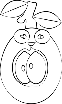 Funny Loquat black and white clipart