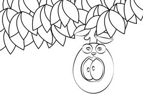 Funny Loquat black and white vector