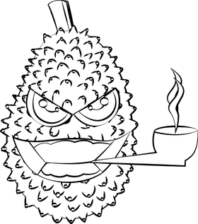 Funny Jackfruit black and white clipart