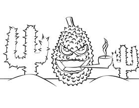 Funny Jackfruit black and white vector