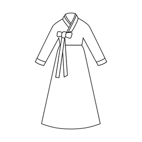 Hanbok traditional Korean dress black and white clipart
