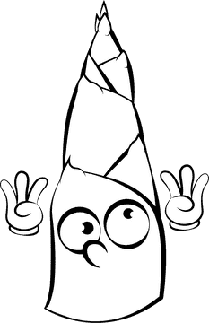 Funny Bamboo Shoots black and white clipart