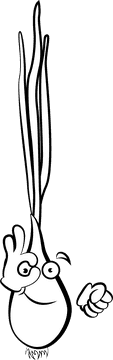 Funny Green Onion black and white clipart