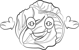 Funny Cabbage black and white clipart